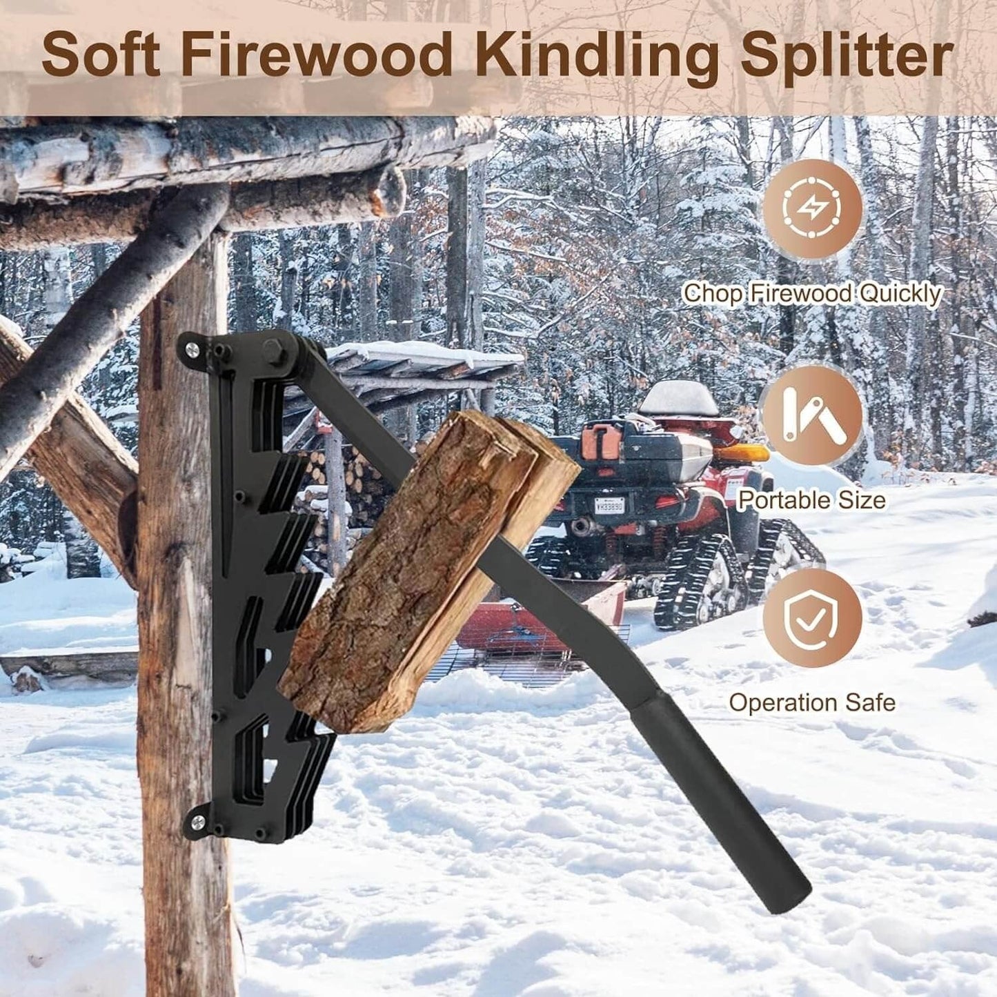 Wall-Mounted Log Splitter for Safe Kindling Preparation