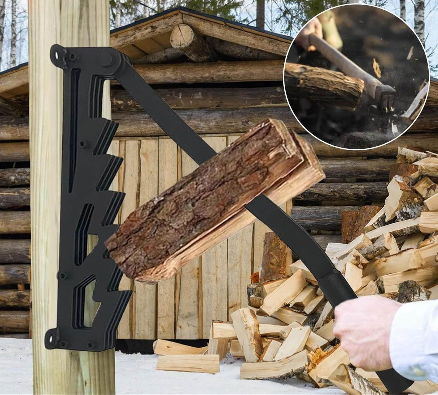 Wall-Mounted Log Splitter for Safe Kindling Preparation