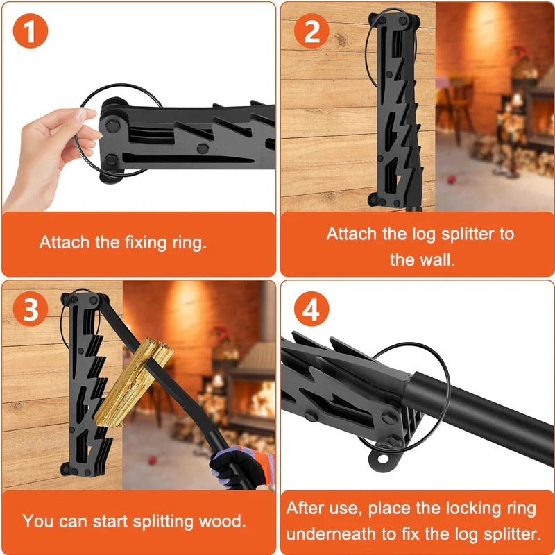 Wall-Mounted Log Splitter for Safe Kindling Preparation