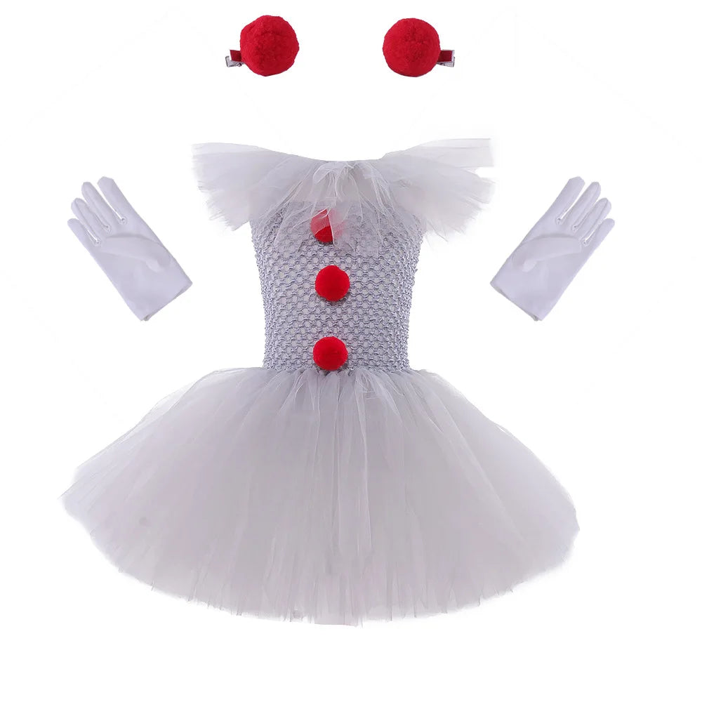 Kids Halloween Dress with Adjustable Straps and Tulle Skirt