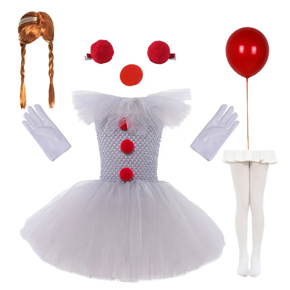Kids Halloween Dress with Adjustable Straps and Tulle Skirt