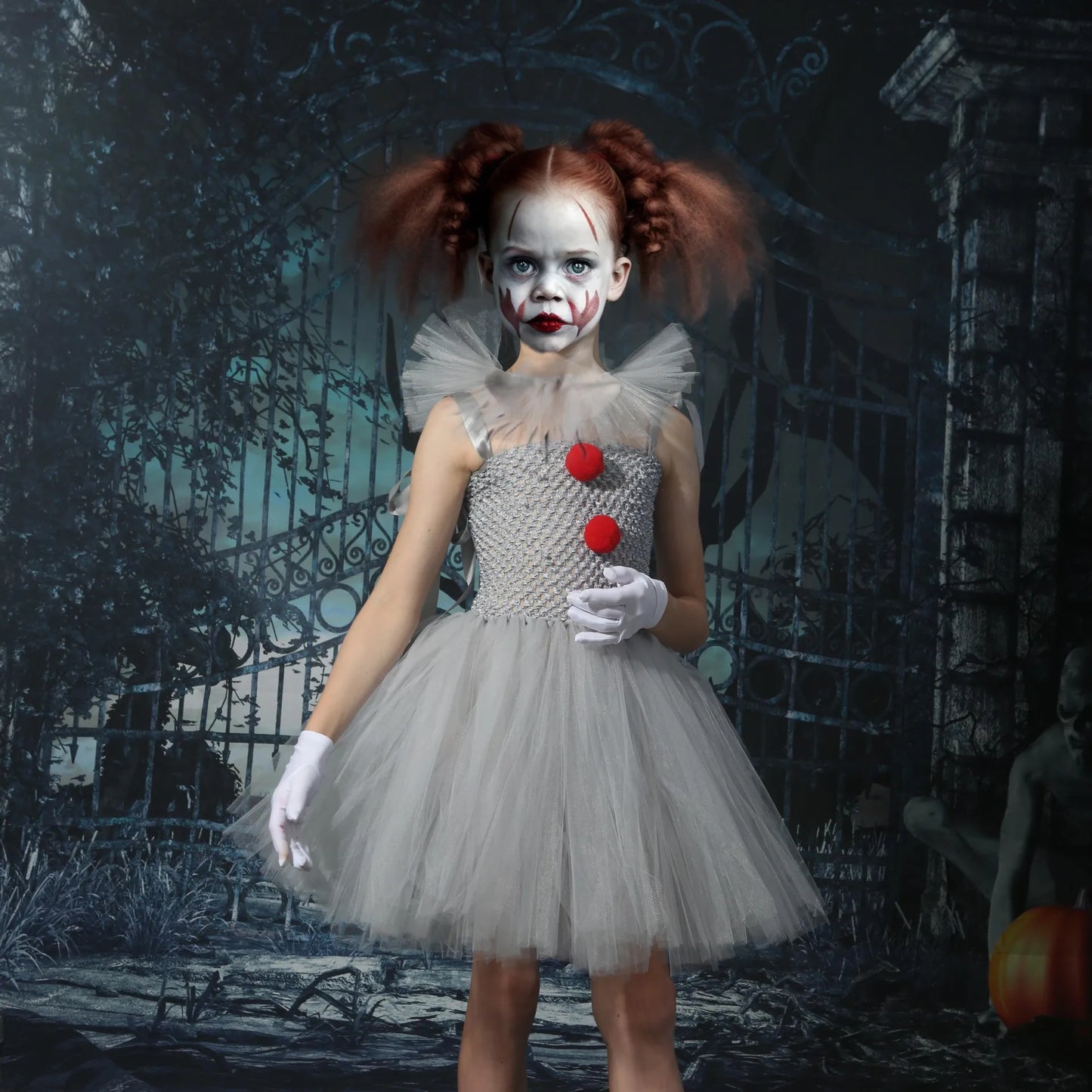 Kids Halloween Dress with Adjustable Straps and Tulle Skirt