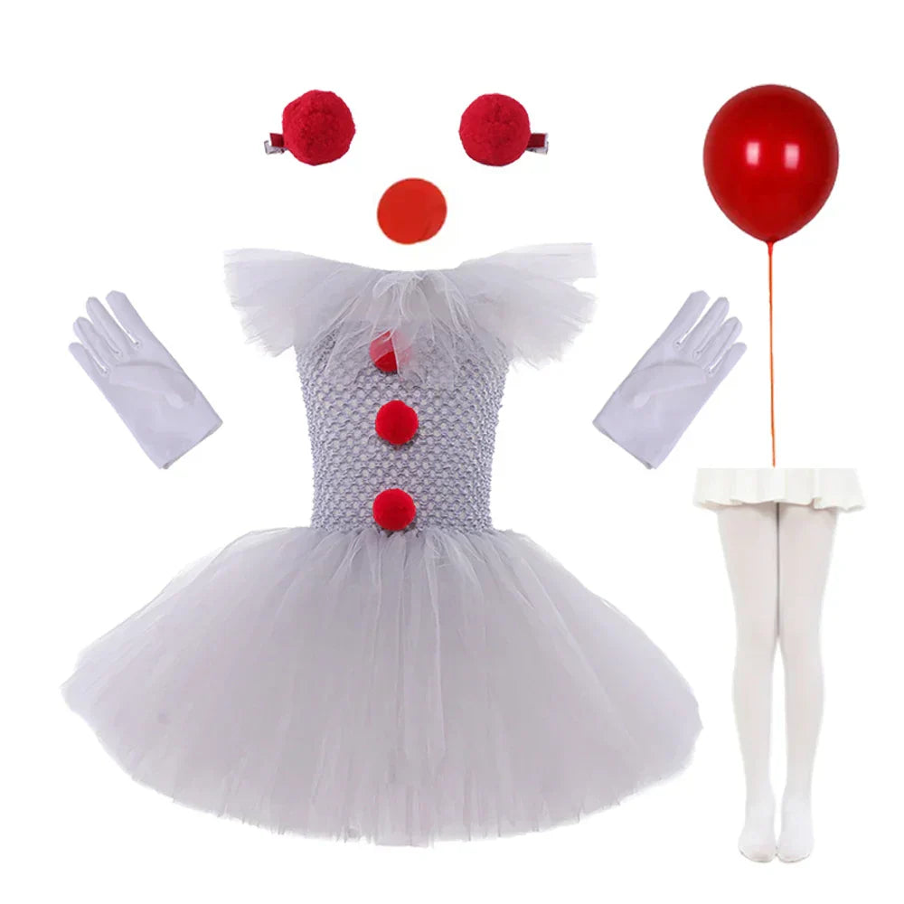 Kids Halloween Dress with Adjustable Straps and Tulle Skirt