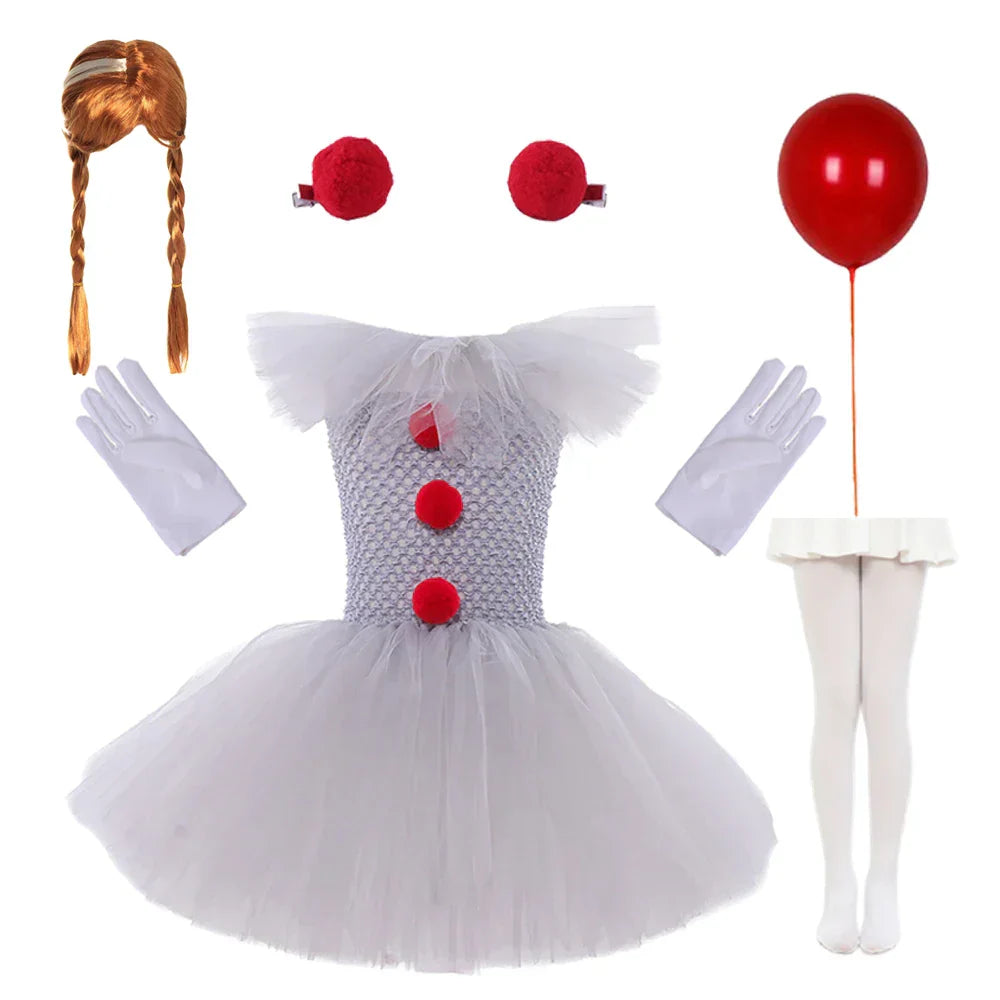 Kids Halloween Dress with Adjustable Straps and Tulle Skirt