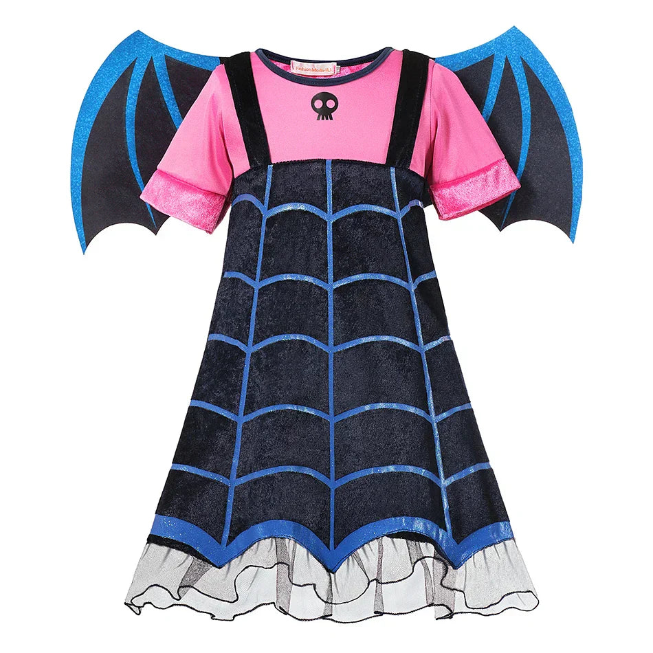 Kids Halloween Dress with Adjustable Straps and Tulle Skirt