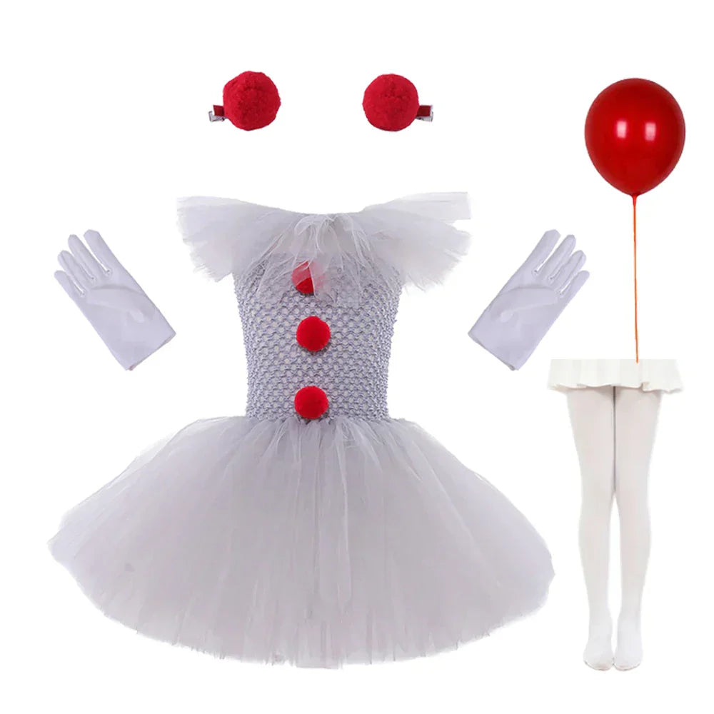Kids Halloween Dress with Adjustable Straps and Tulle Skirt