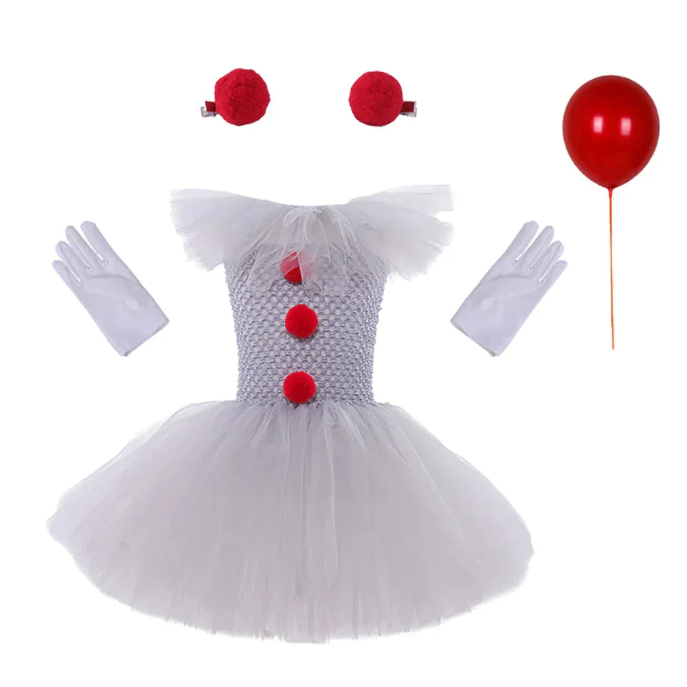 Kids Halloween Dress with Adjustable Straps and Tulle Skirt