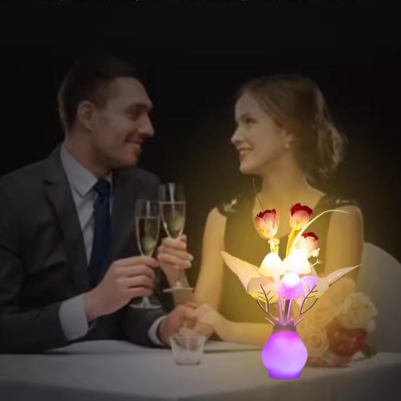 LED Flower Night Light with Smart Sensor for Bedroom