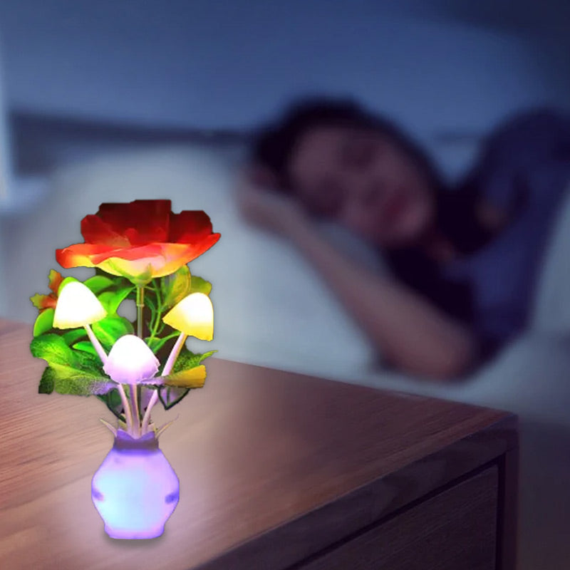 LED Flower Night Light with Smart Sensor for Bedroom