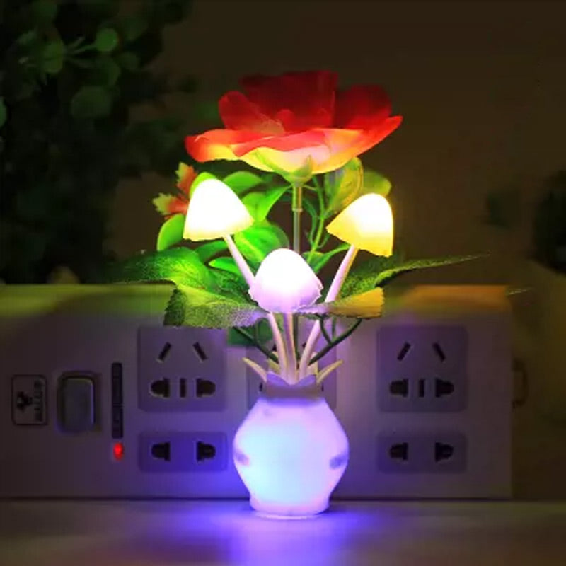 LED Flower Night Light with Smart Sensor for Bedroom