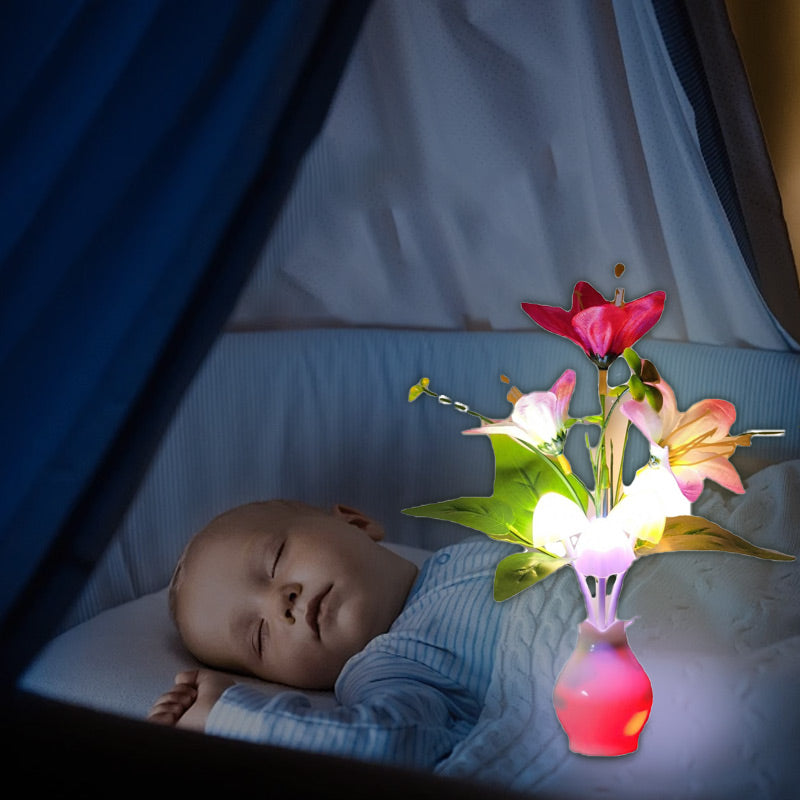 LED Flower Night Light with Smart Sensor for Bedroom