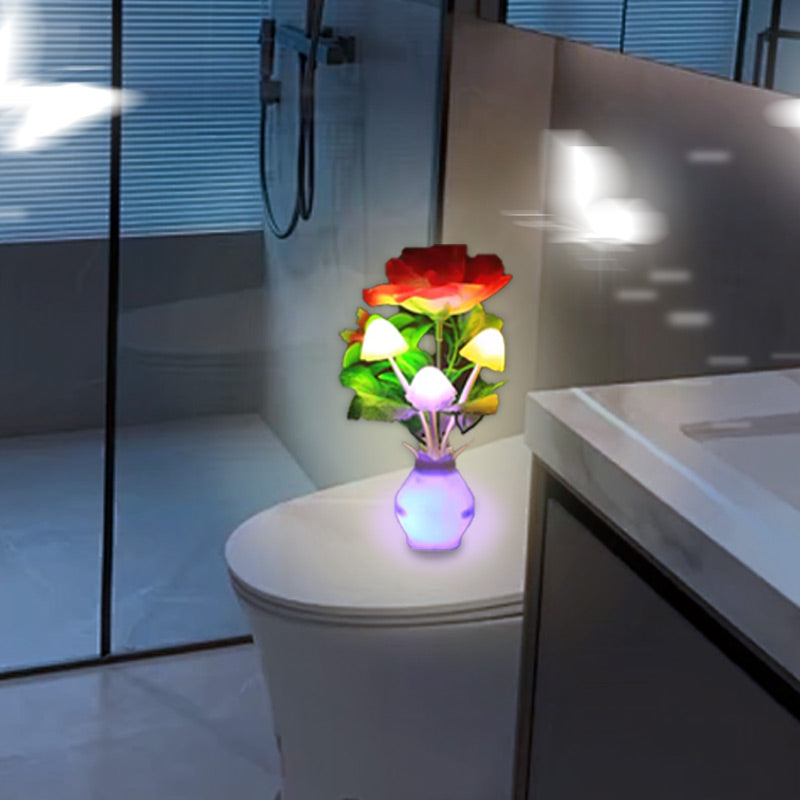 LED Flower Night Light with Smart Sensor for Bedroom