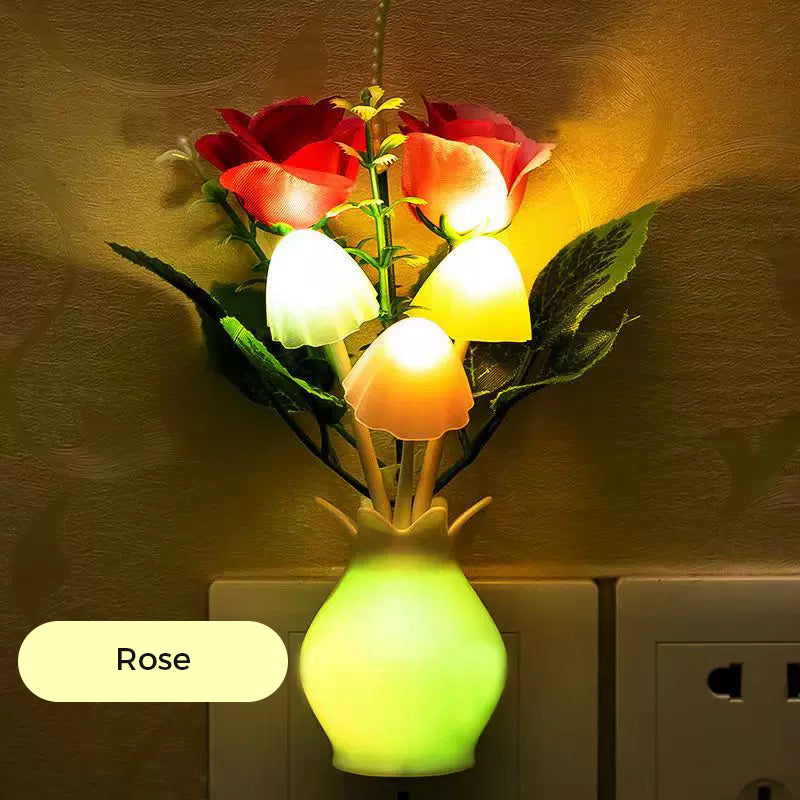 LED Flower Night Light with Smart Sensor for Bedroom