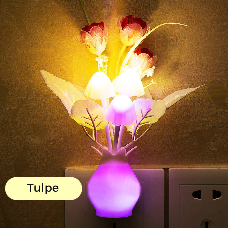 LED Flower Night Light with Smart Sensor for Bedroom