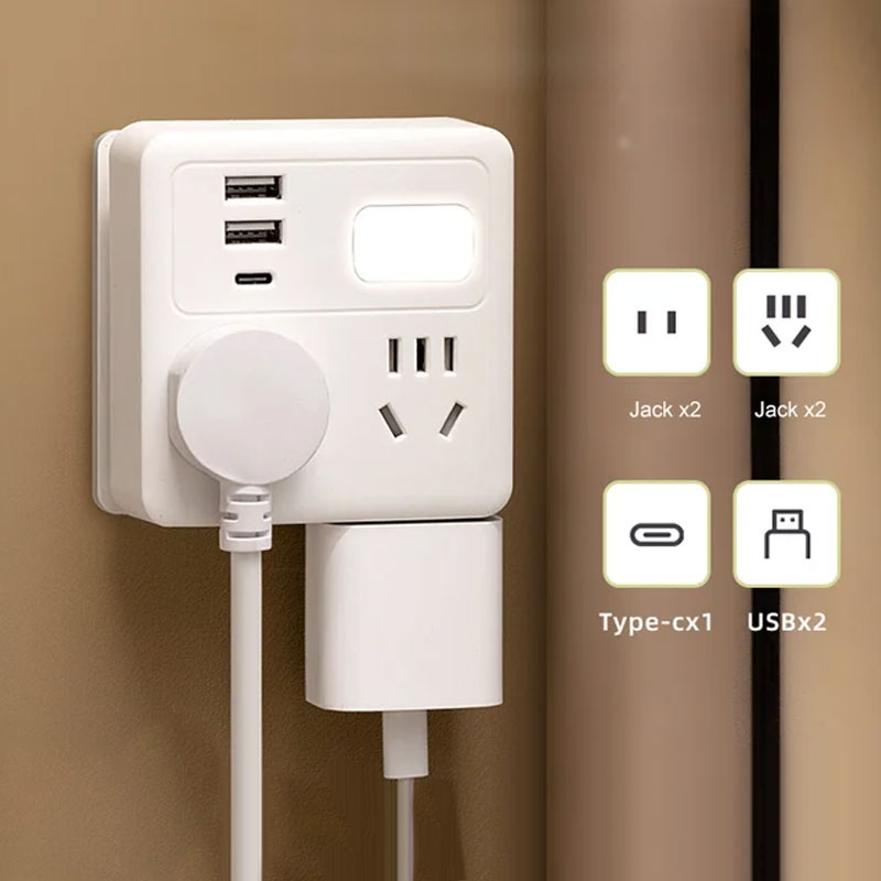 Multifunctional Socket Converter with Night Light and USB Ports