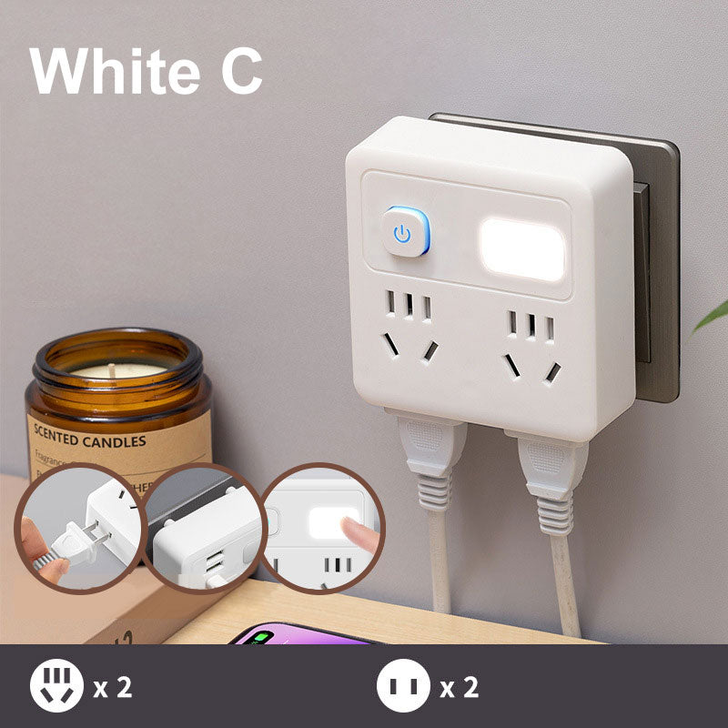 Multifunctional Socket Converter with Night Light and USB Ports