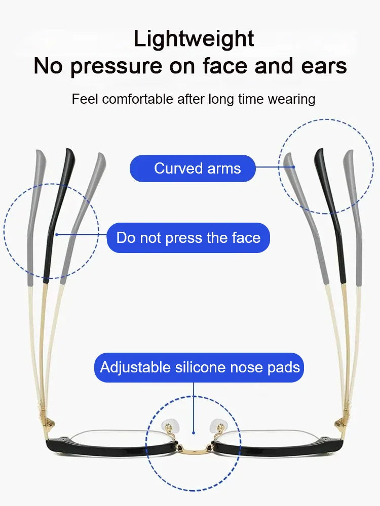 Blue Light Reading Glasses with Lightweight Frame and Magnification