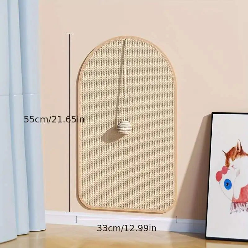 Sisal Wall Mounted Cat Scratch Pad with Hanging Toy