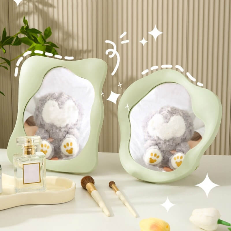 Wave-Form Makeup Mirror with Stand and Wall Mount