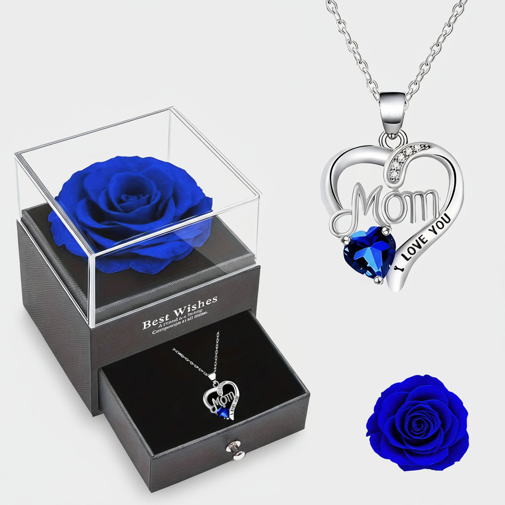Rose Soap Gift Box with MOM Pendant Necklace