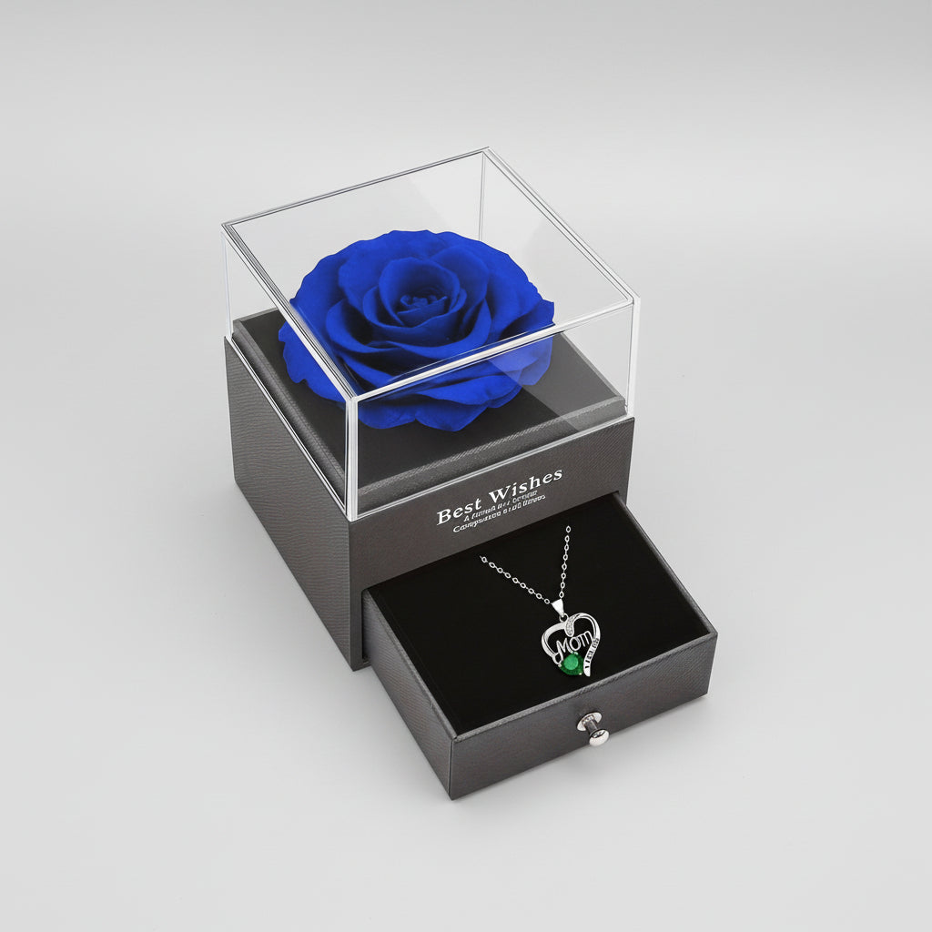Rose Soap Gift Box with MOM Pendant Necklace