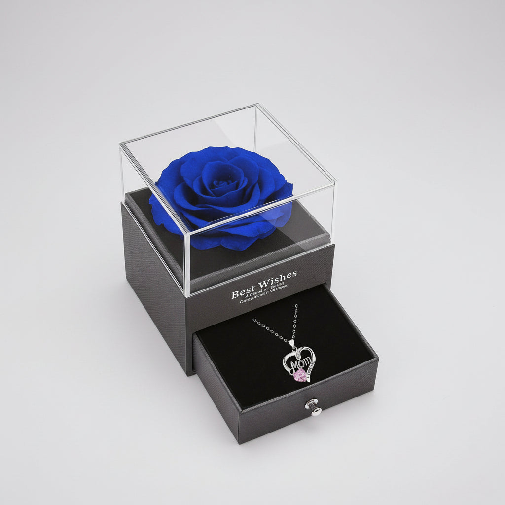 Rose Soap Gift Box with MOM Pendant Necklace