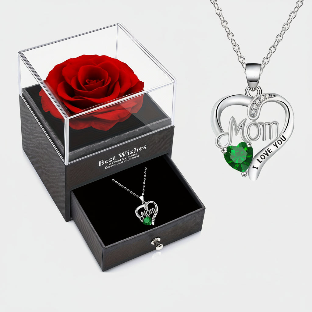 Rose Soap Gift Box with MOM Pendant Necklace