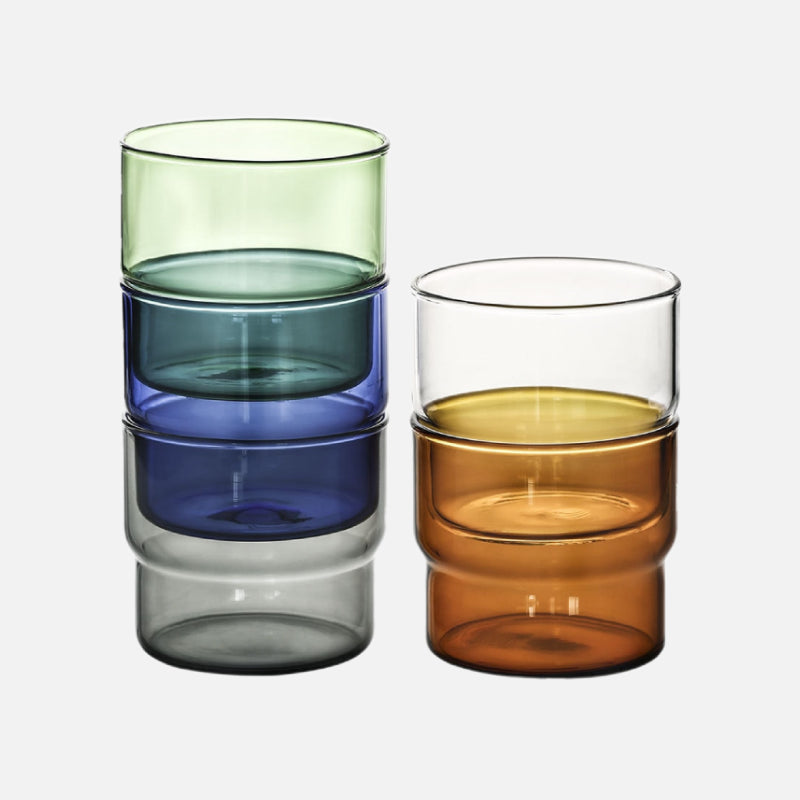 Stackable Borosilicate Drinking Glasses - Eco-Friendly, Dishwasher & Microwave Safe