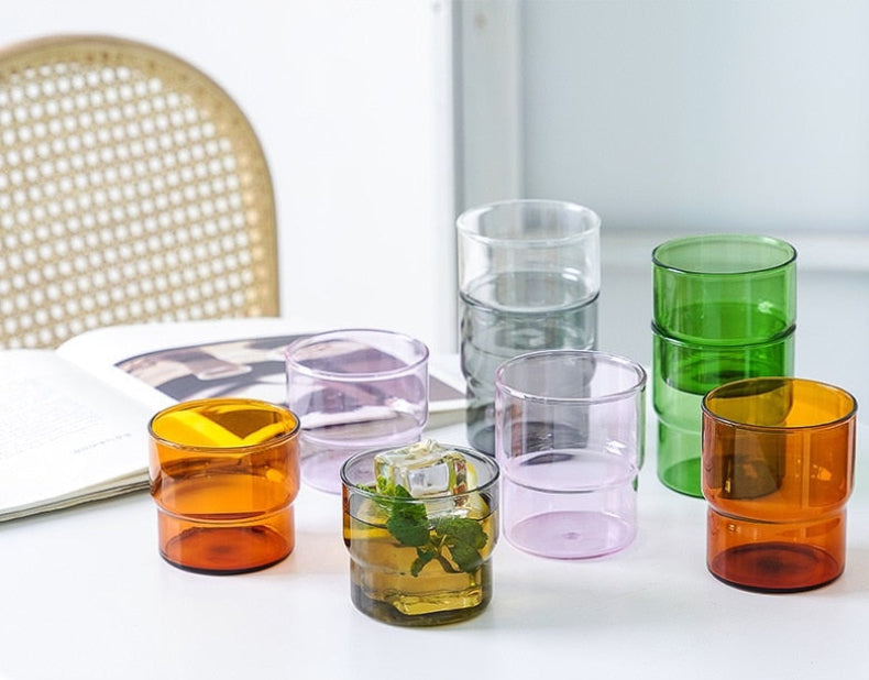 Stackable Borosilicate Drinking Glasses - Eco-Friendly, Dishwasher & Microwave Safe