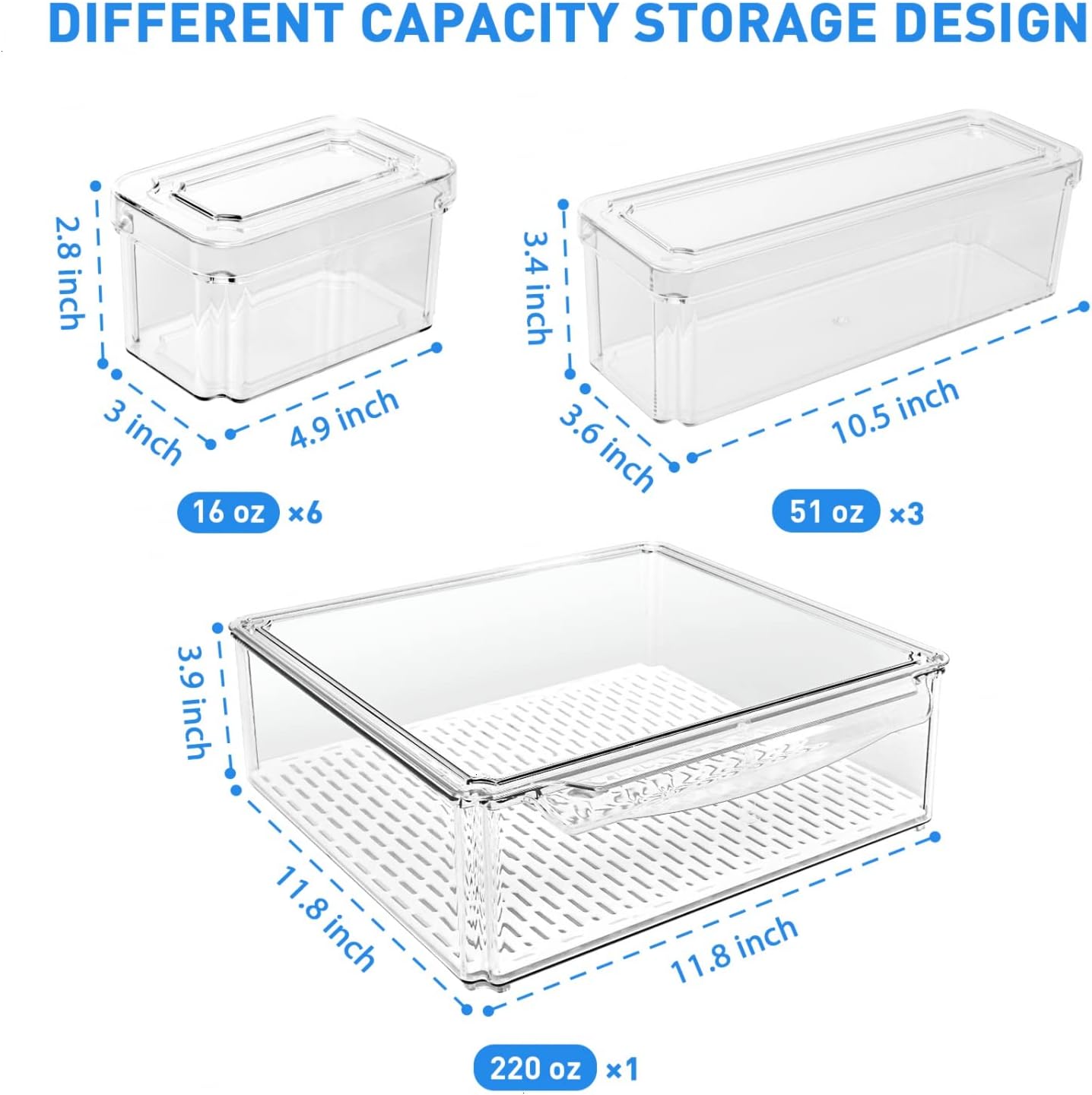 Stackable BPA-Free Fridge Organizer Containers Set