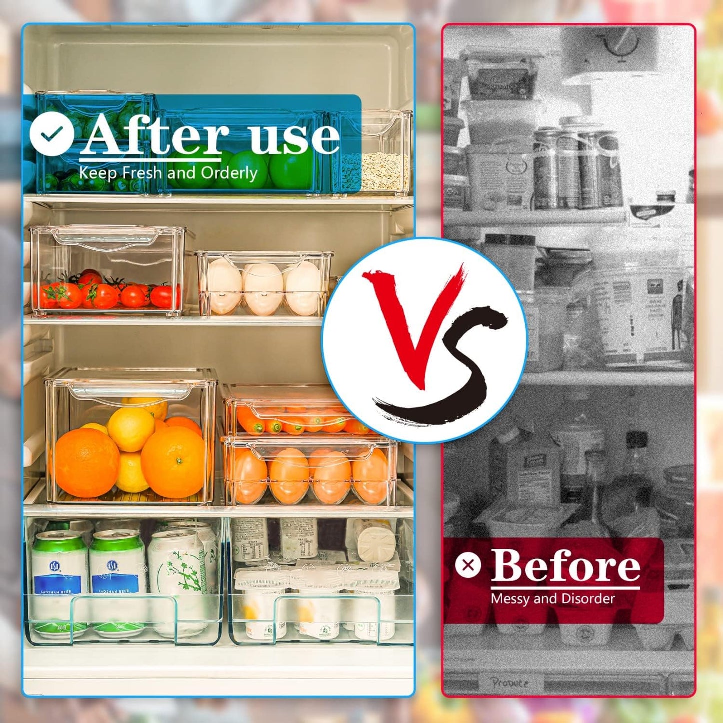 Stackable BPA-Free Fridge Organizer Containers Set