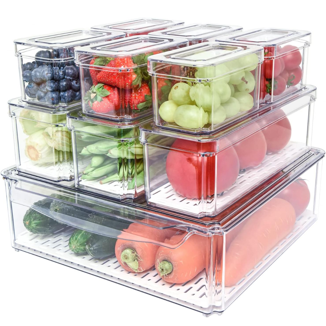 Stackable BPA-Free Fridge Organizer Containers Set