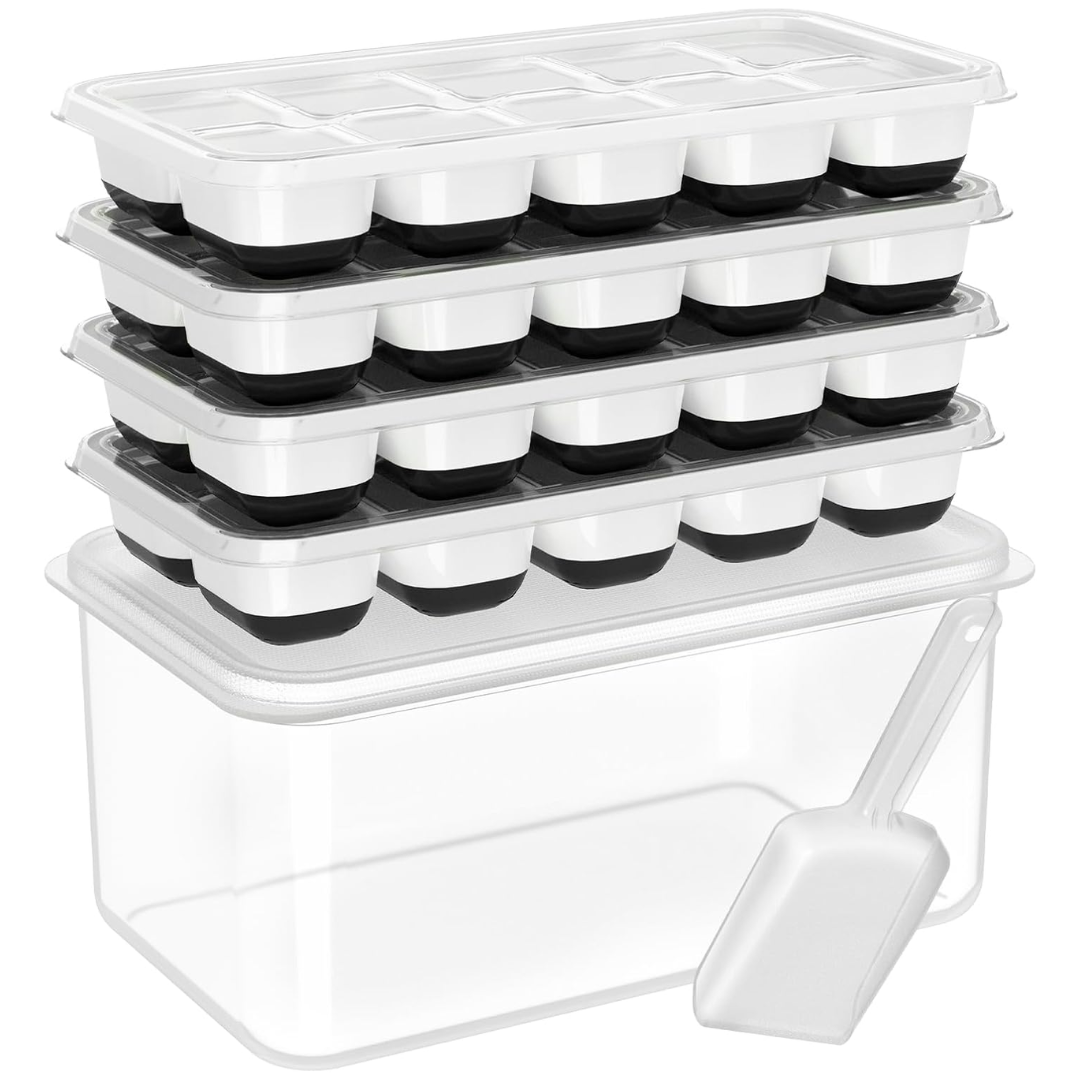 Stackable Silicone Ice Cube Trays with Storage Box