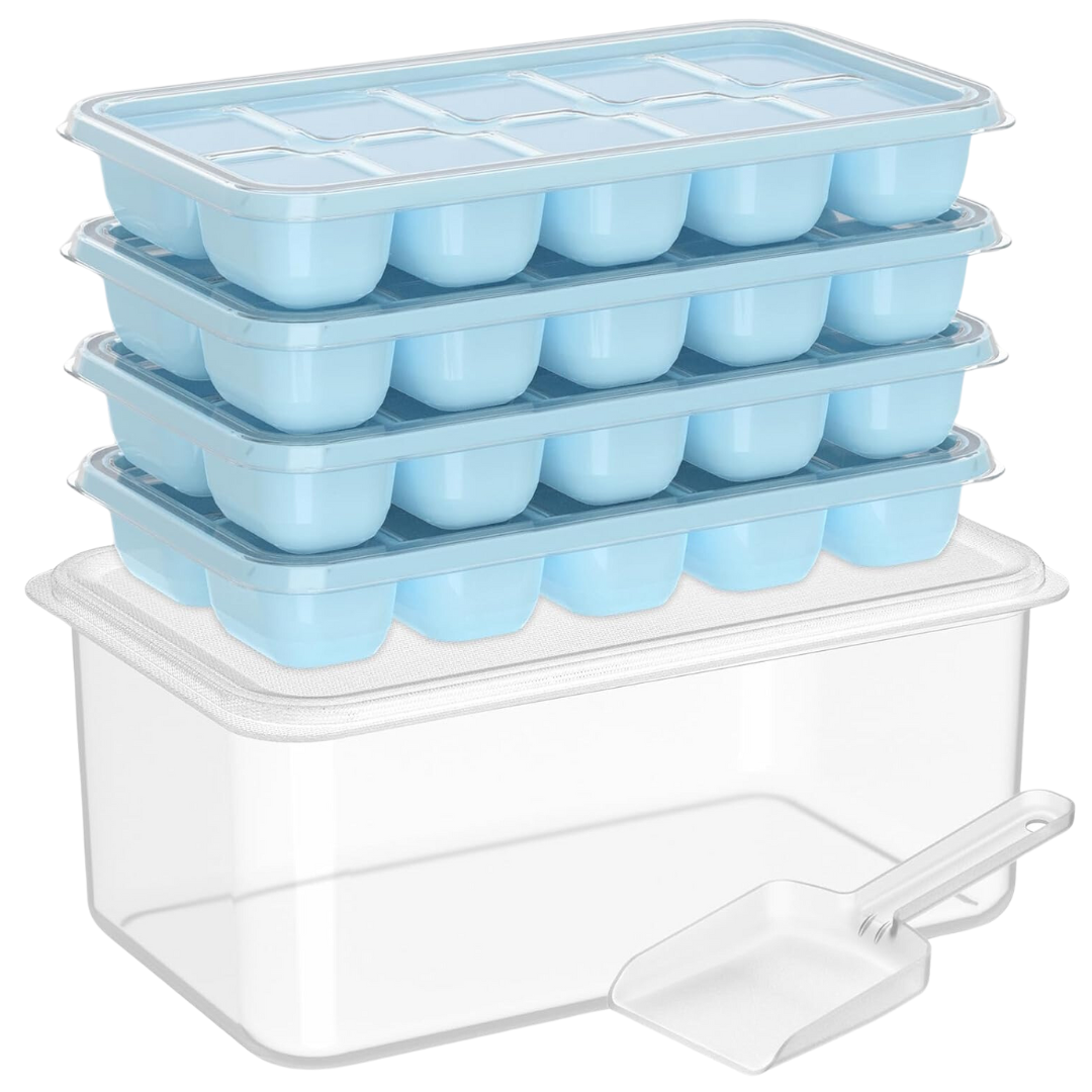 Stackable Silicone Ice Cube Trays with Storage Box