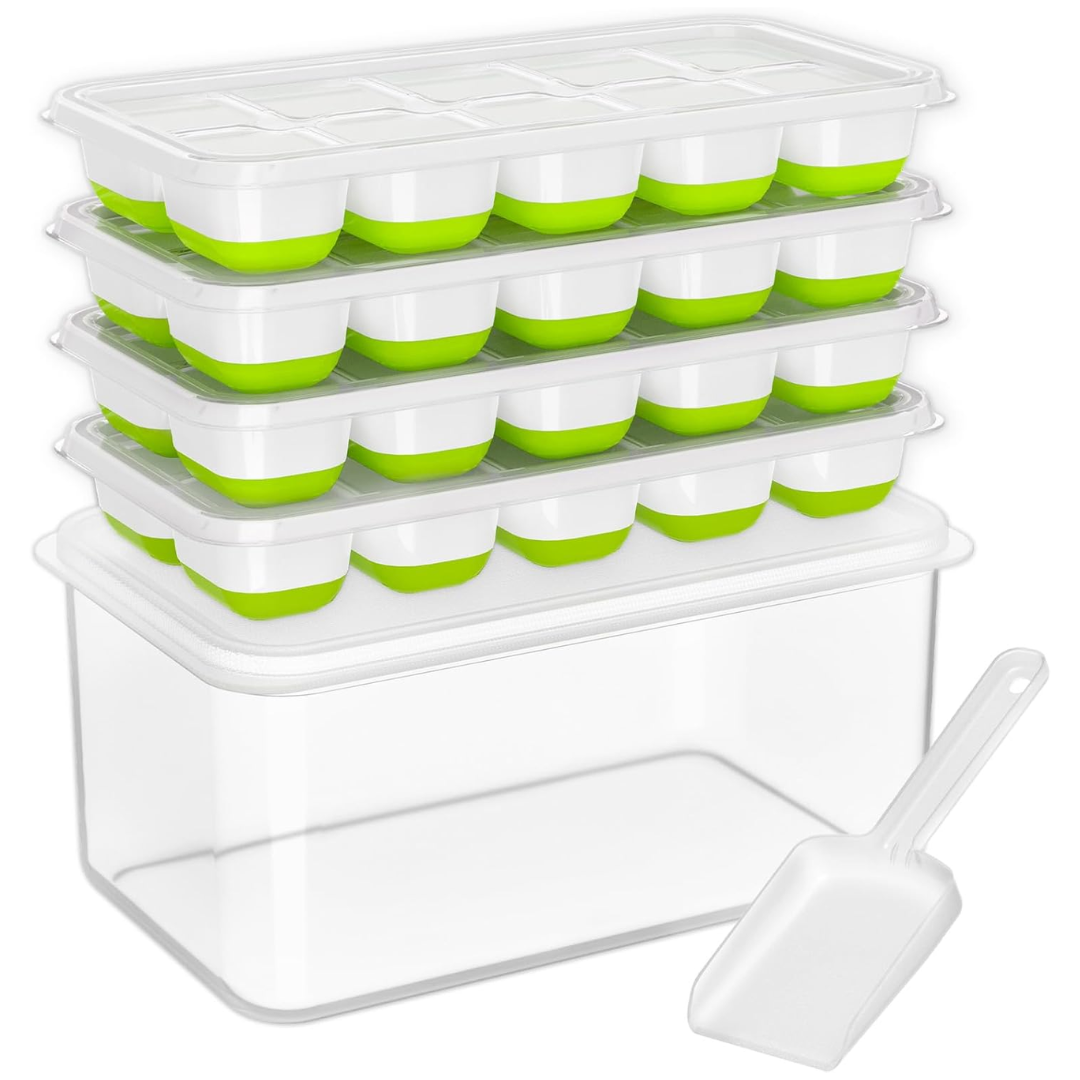 Stackable Silicone Ice Cube Trays with Storage Box
