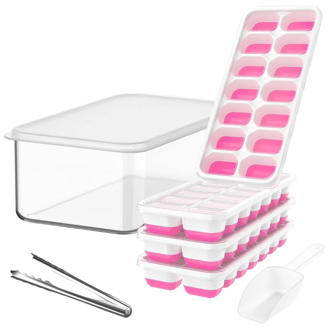Stackable Silicone Ice Cube Trays with Storage Box