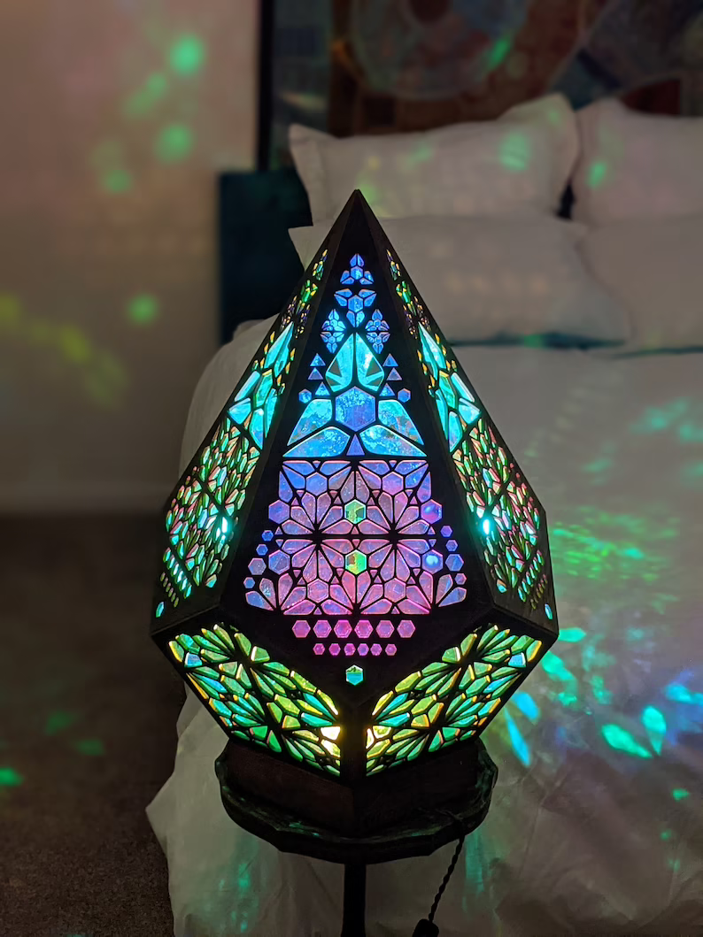 Stained Glass Style LED Table Lamp with Adjustable Colors