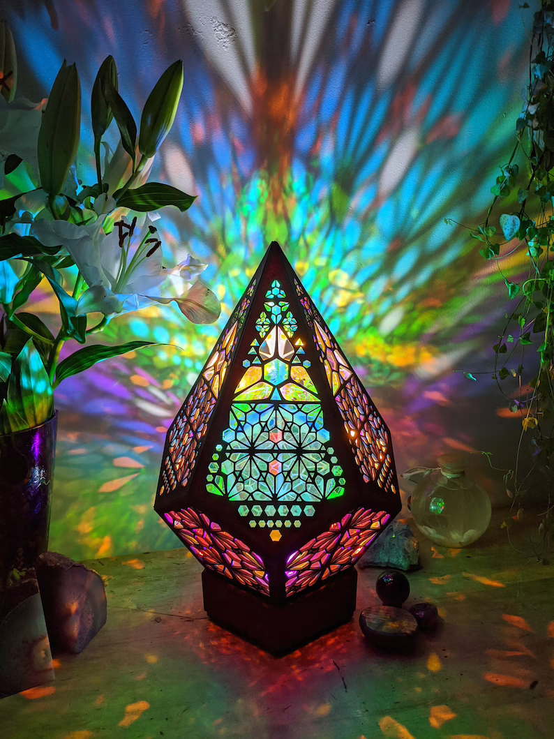 Stained Glass Style LED Table Lamp with Adjustable Colors