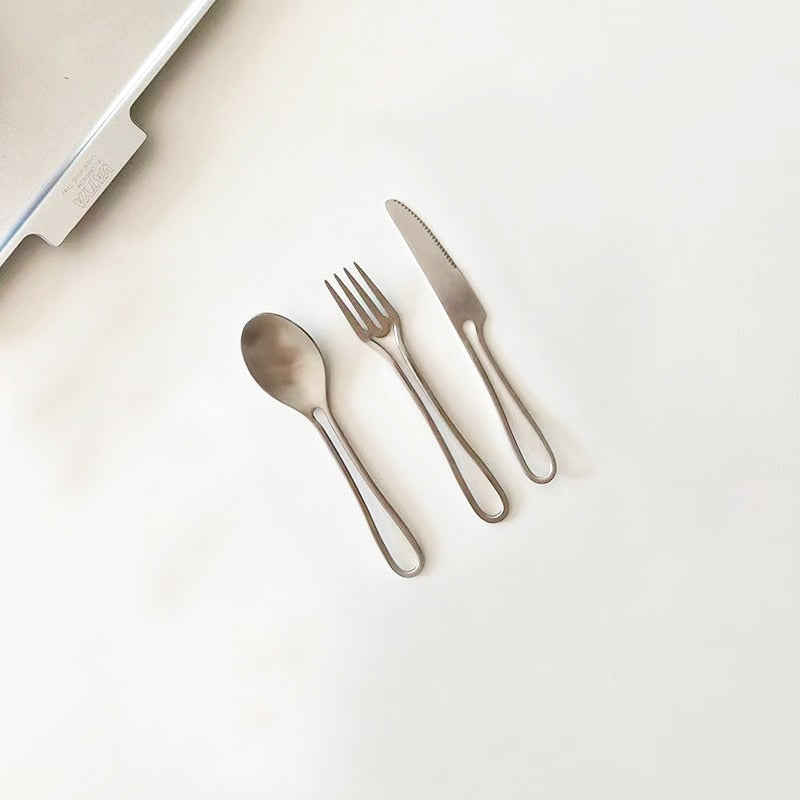 Stainless Steel Outline Cutlery Set - 3-Piece Fork, Knife, Spoon