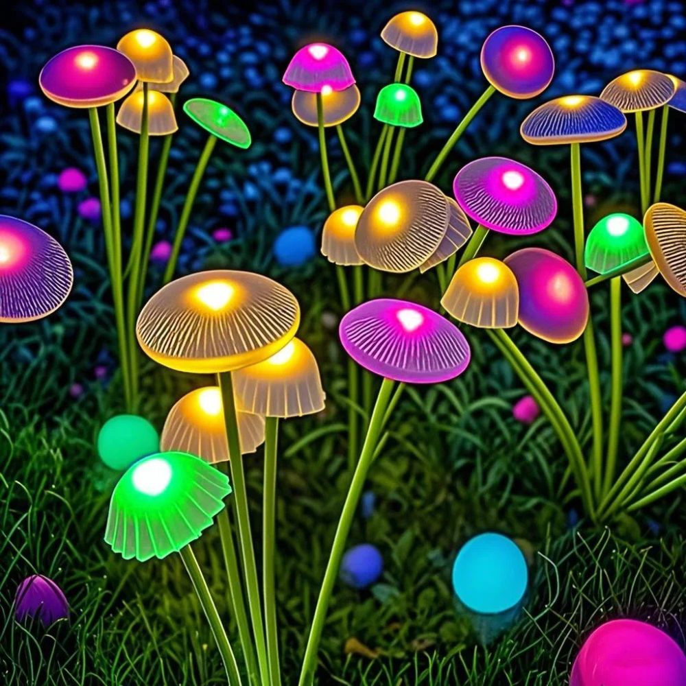 Solar-Powered Wobble Mushroom Garden Lights