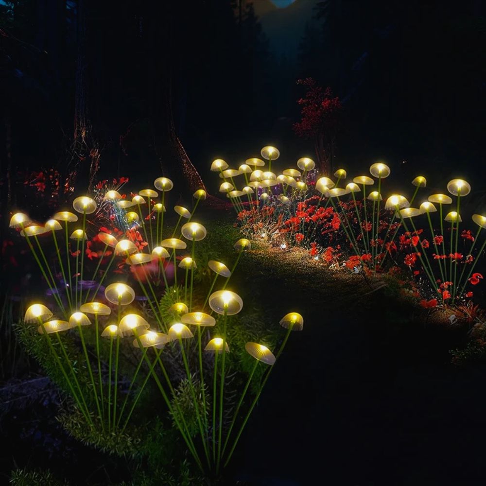 Solar-Powered Wobble Mushroom Garden Lights