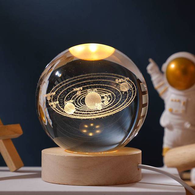 3D Solar System Crystal Ball with LED Light