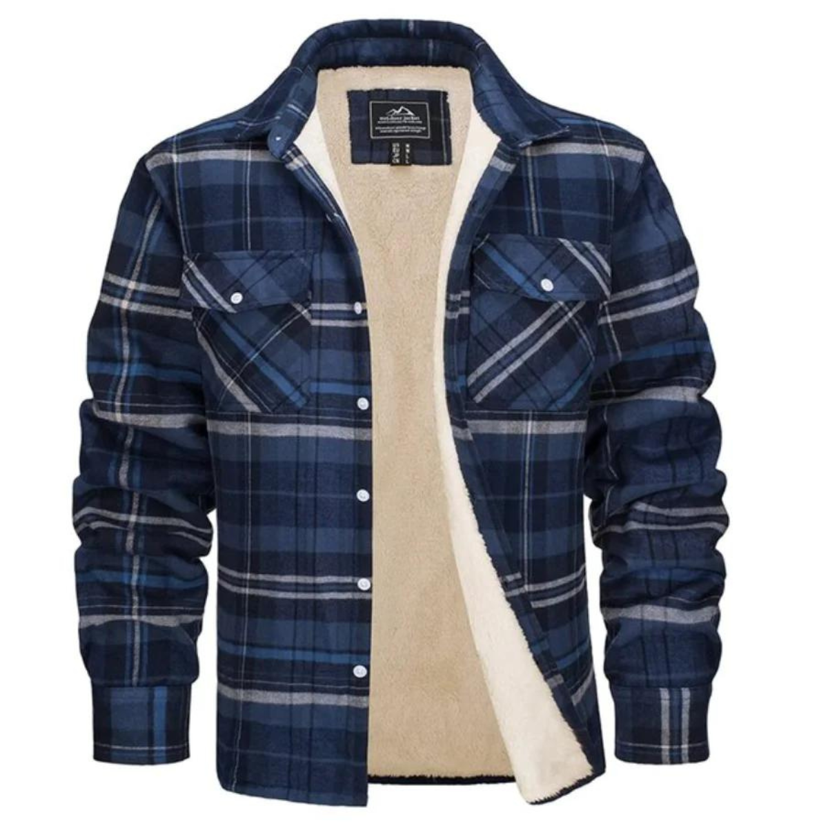 Fleece-Lined Checkered Men's Jacket for Cold Weather