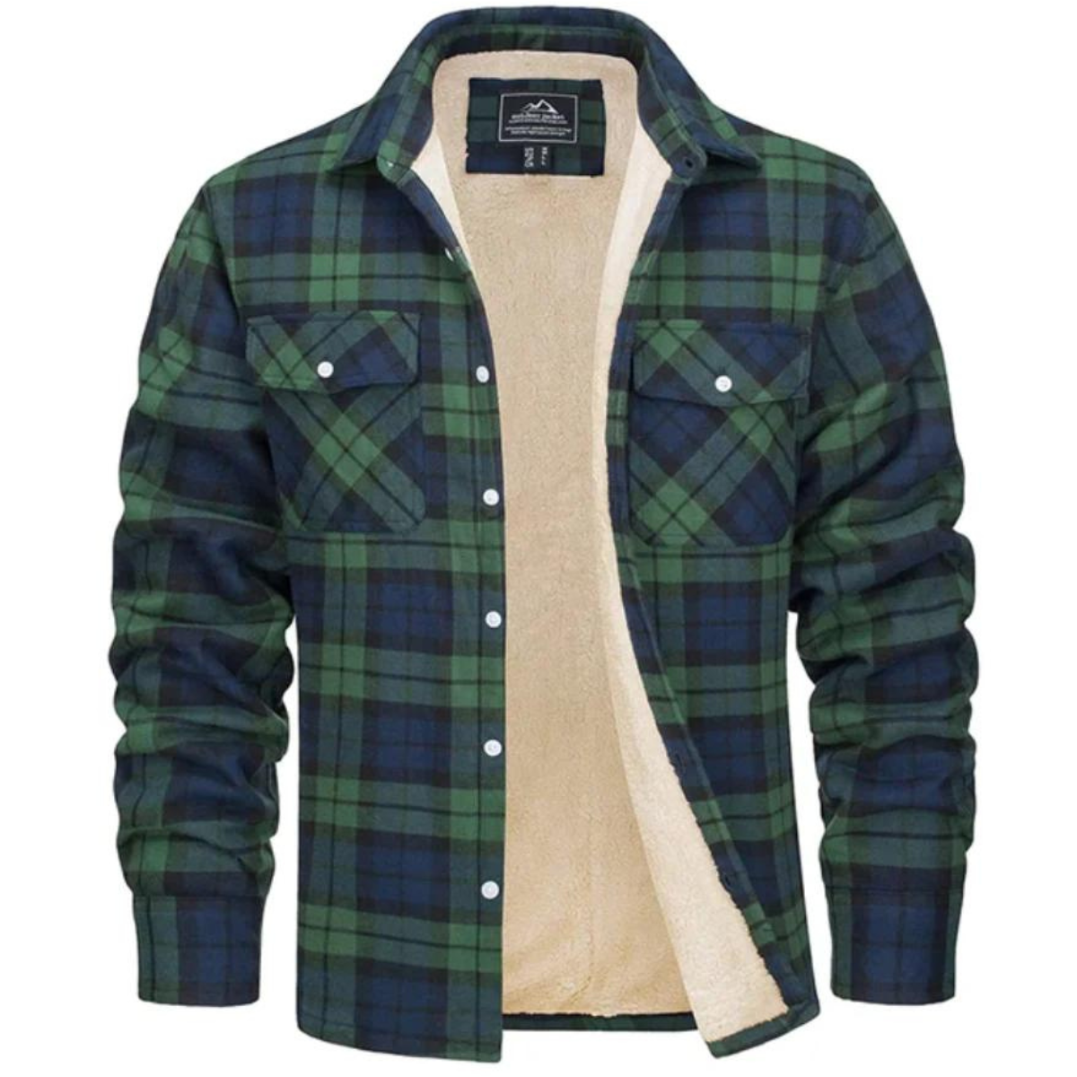 Fleece-Lined Checkered Men's Jacket for Cold Weather
