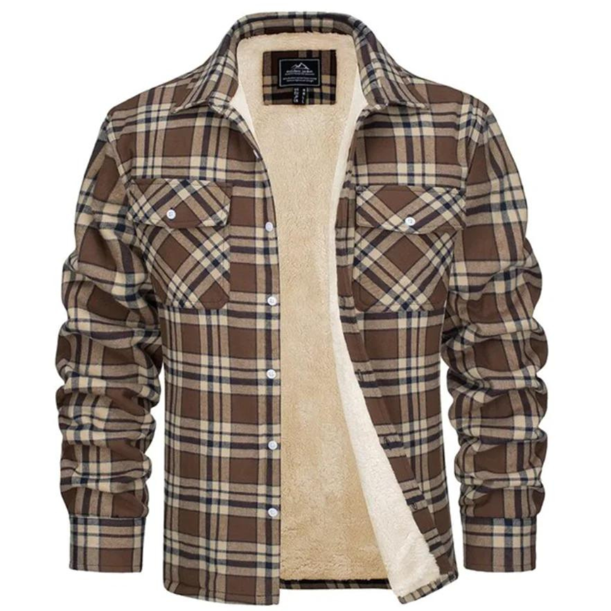 Fleece-Lined Checkered Men's Jacket for Cold Weather