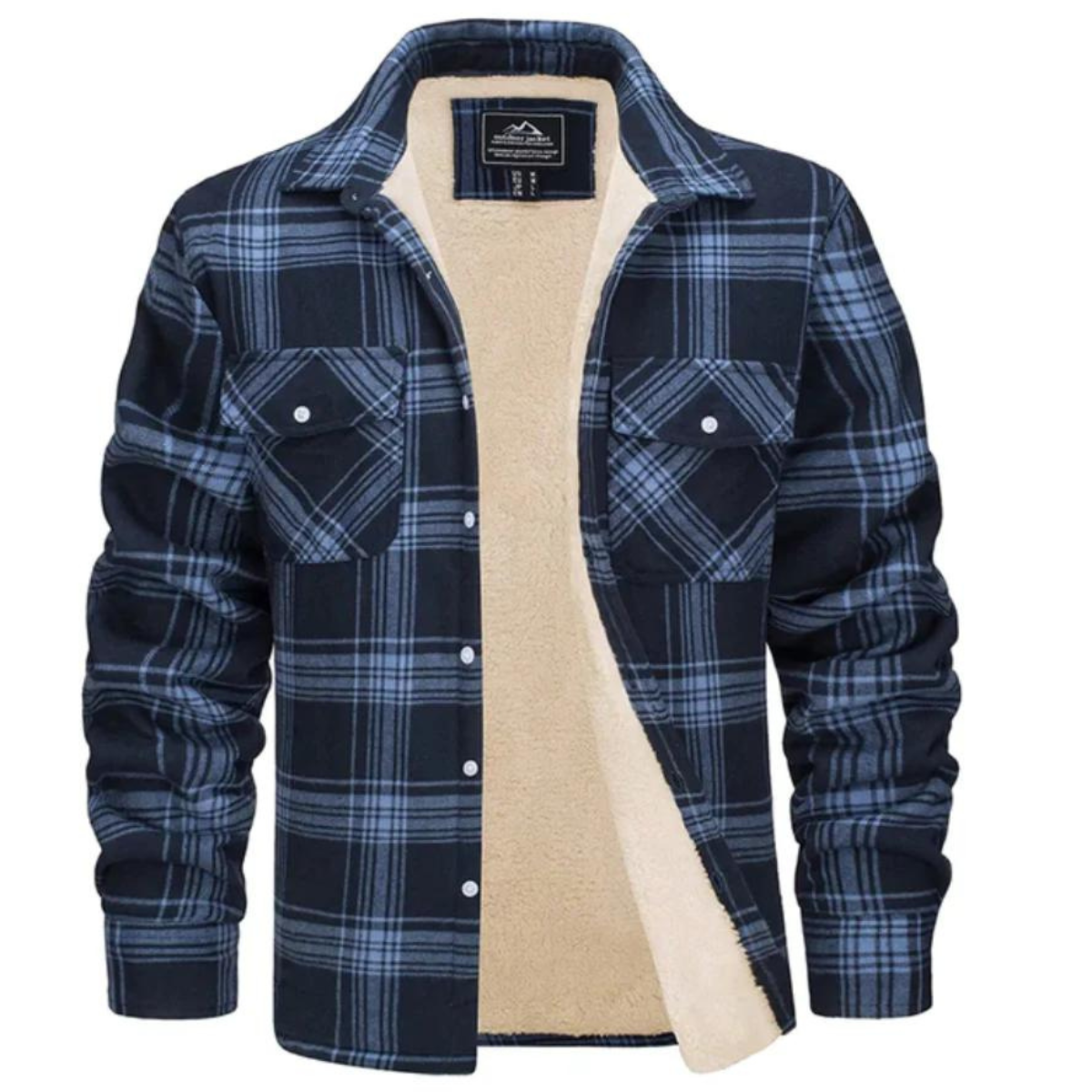 Fleece-Lined Checkered Men's Jacket for Cold Weather