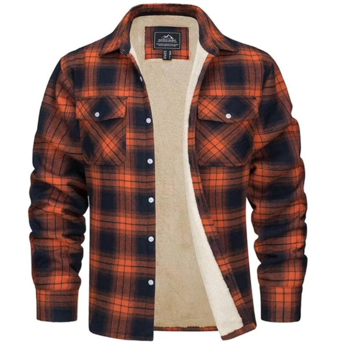 Fleece-Lined Checkered Men's Jacket for Cold Weather
