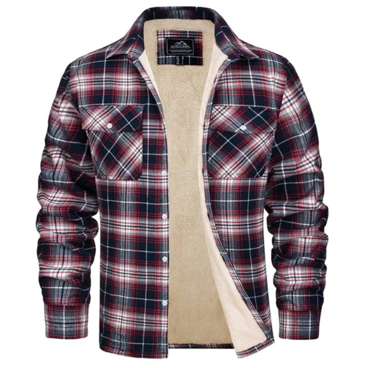Fleece-Lined Checkered Men's Jacket for Cold Weather