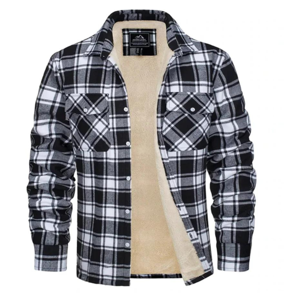Fleece-Lined Checkered Men's Jacket for Cold Weather