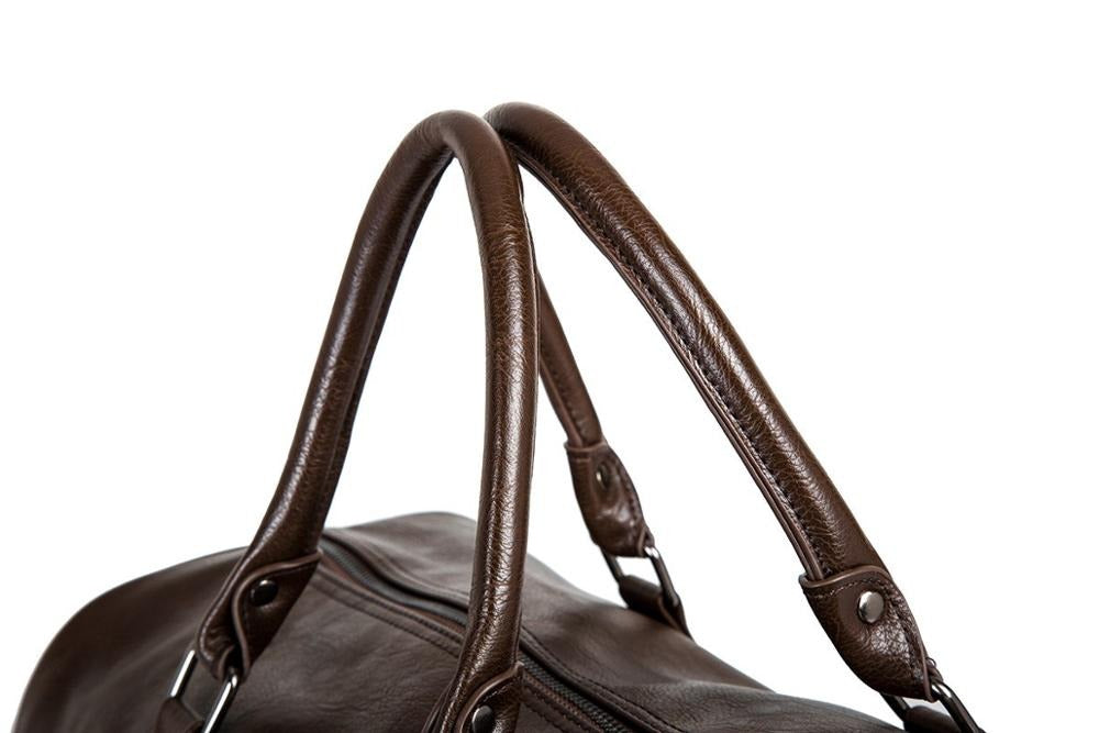 Large Leather Travel Duffel Bag with Adjustable Shoulder Strap